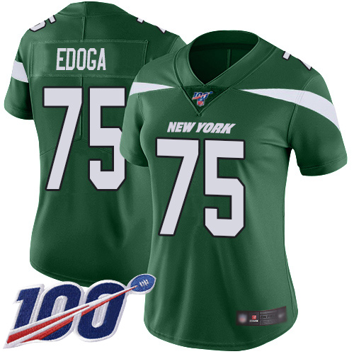 New York Jets Limited Green Women Chuma Edoga Home Jersey NFL Football 75 100th Season Vapor Untouchable